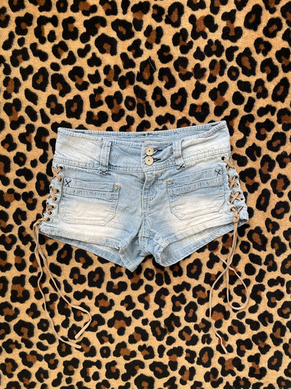 almost famous low rise lace up shorts