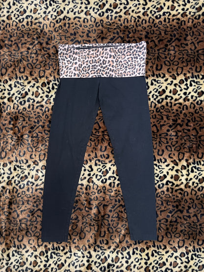 VS Pink leopard print lowrise foldover leggings