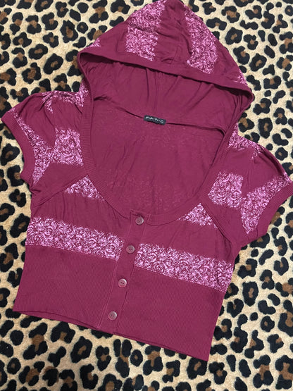 fang hooded cropped cardigan