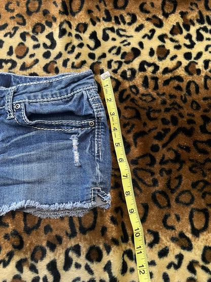 denim lowrise mini shorts