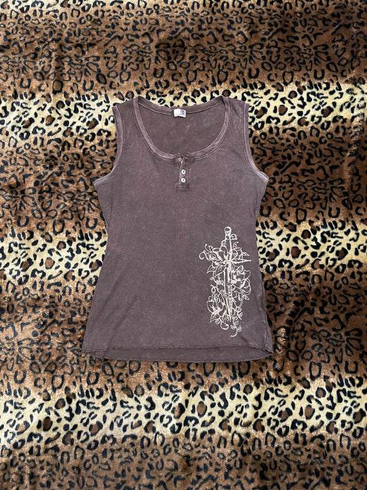 grunge sword ribbed tank