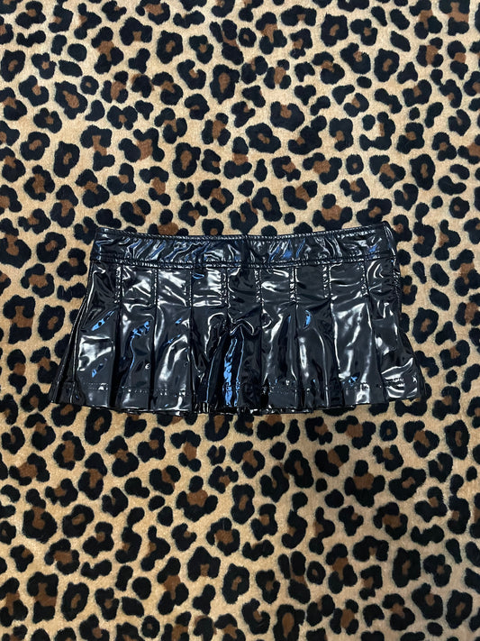 lip service latex pleated mini skirt
