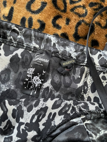 guess cheetah lace up corset