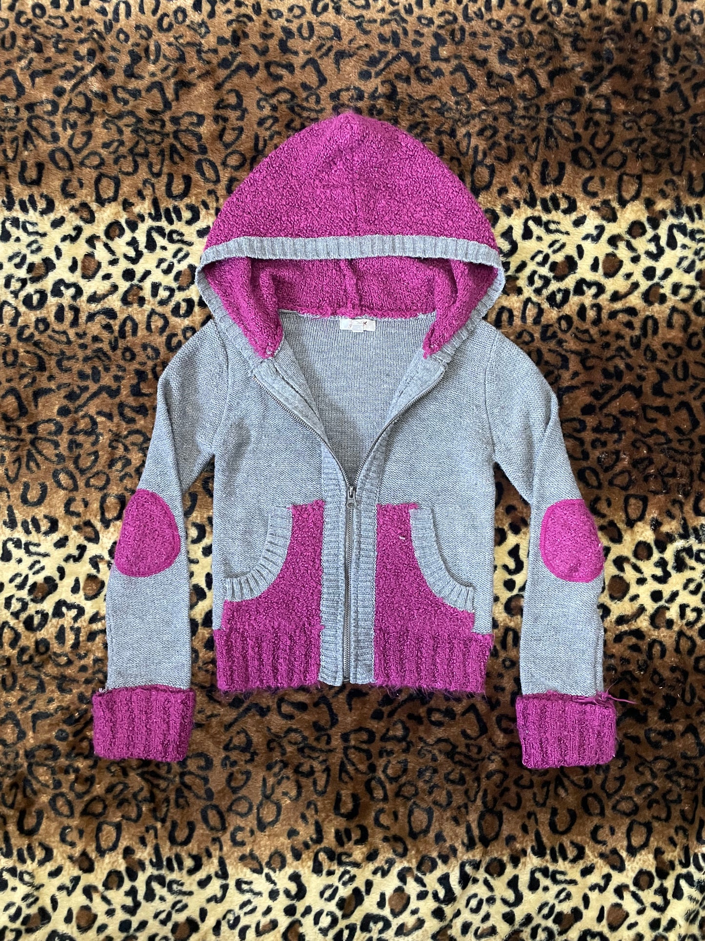 vintage knit cropped zip up