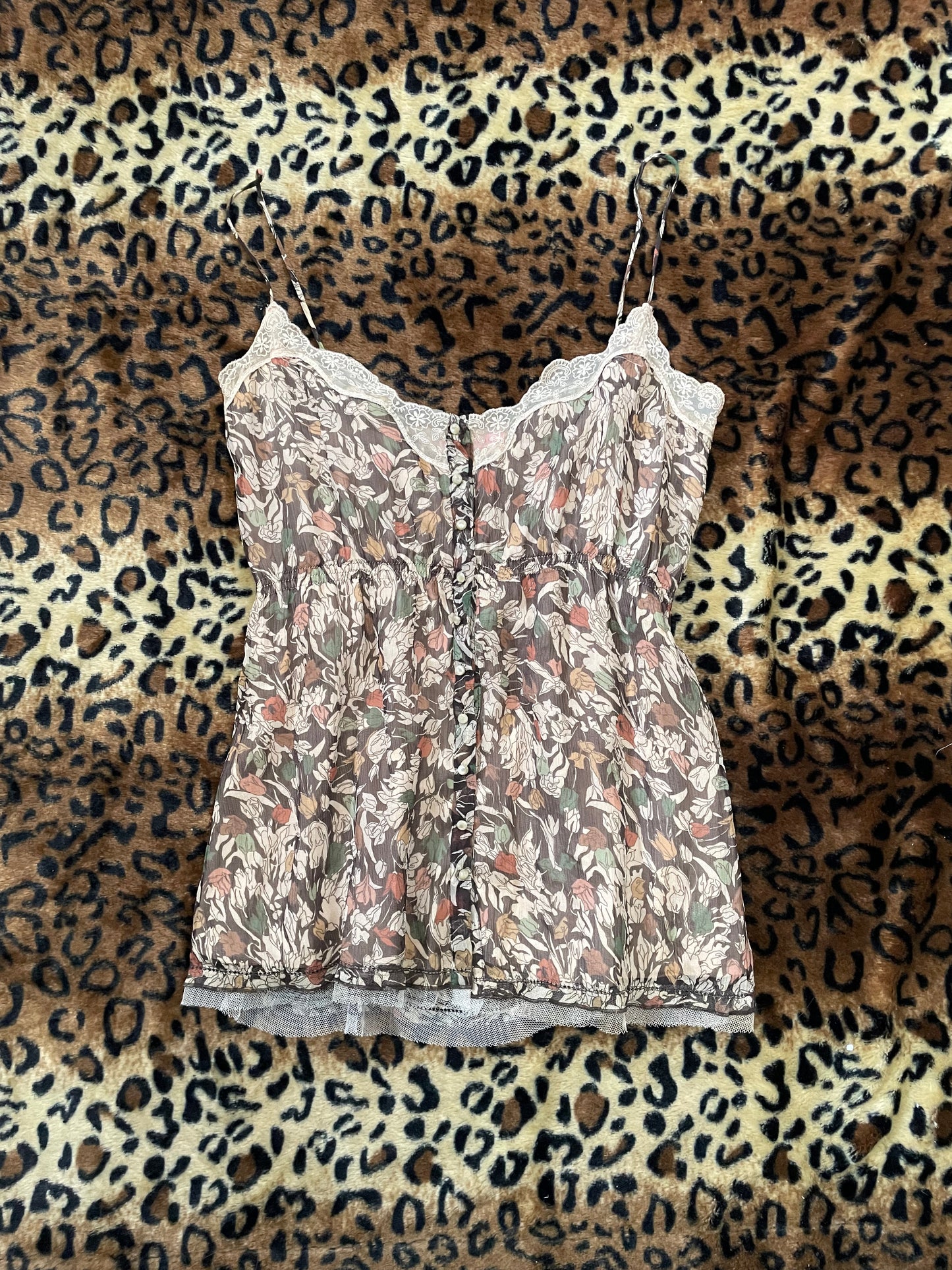 floral babydoll lace trim tank
