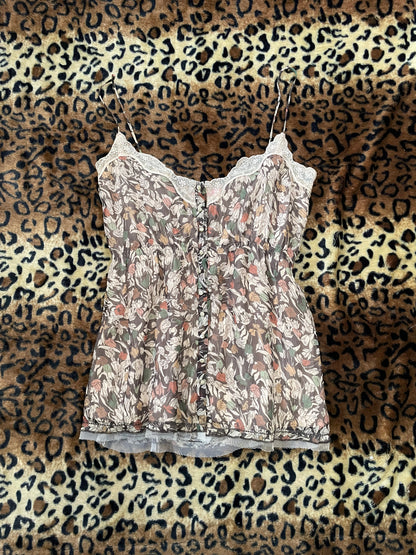floral babydoll lace trim tank