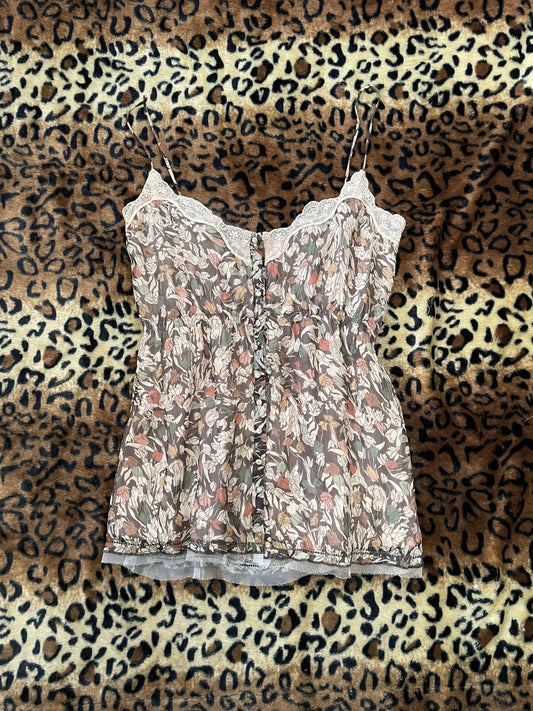floral babydoll lace trim tank