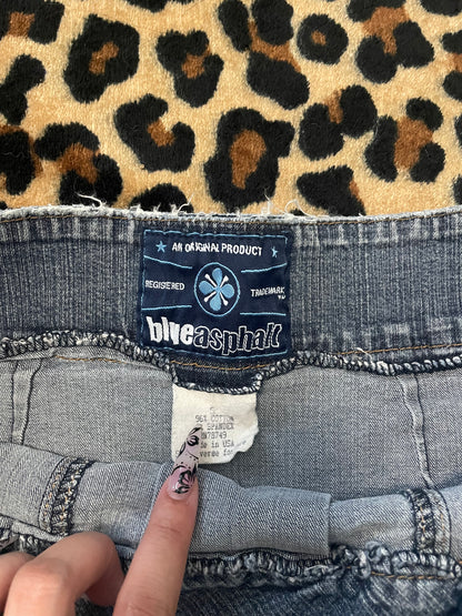 blue asphalt denim mini skirt