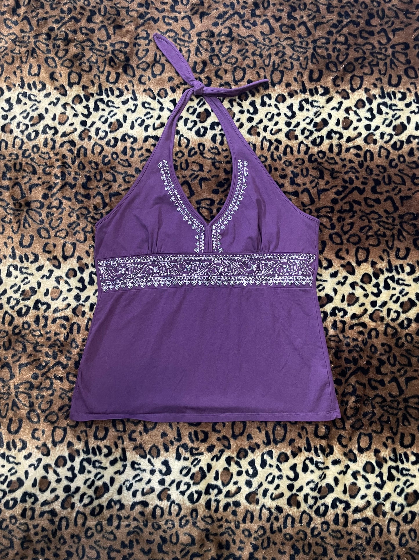 embroidered babydoll halter top