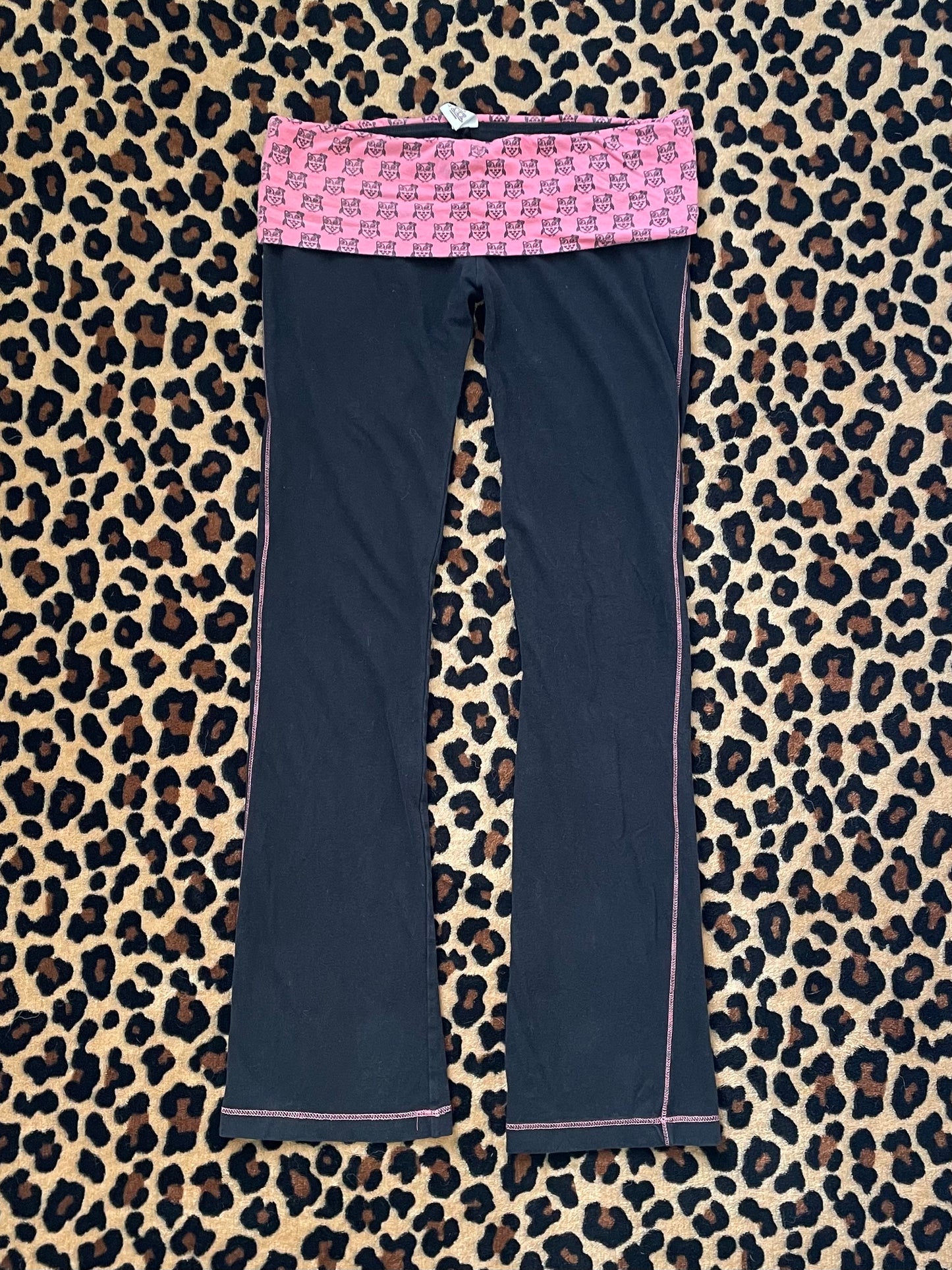 owl foldover lowrise flare leggings