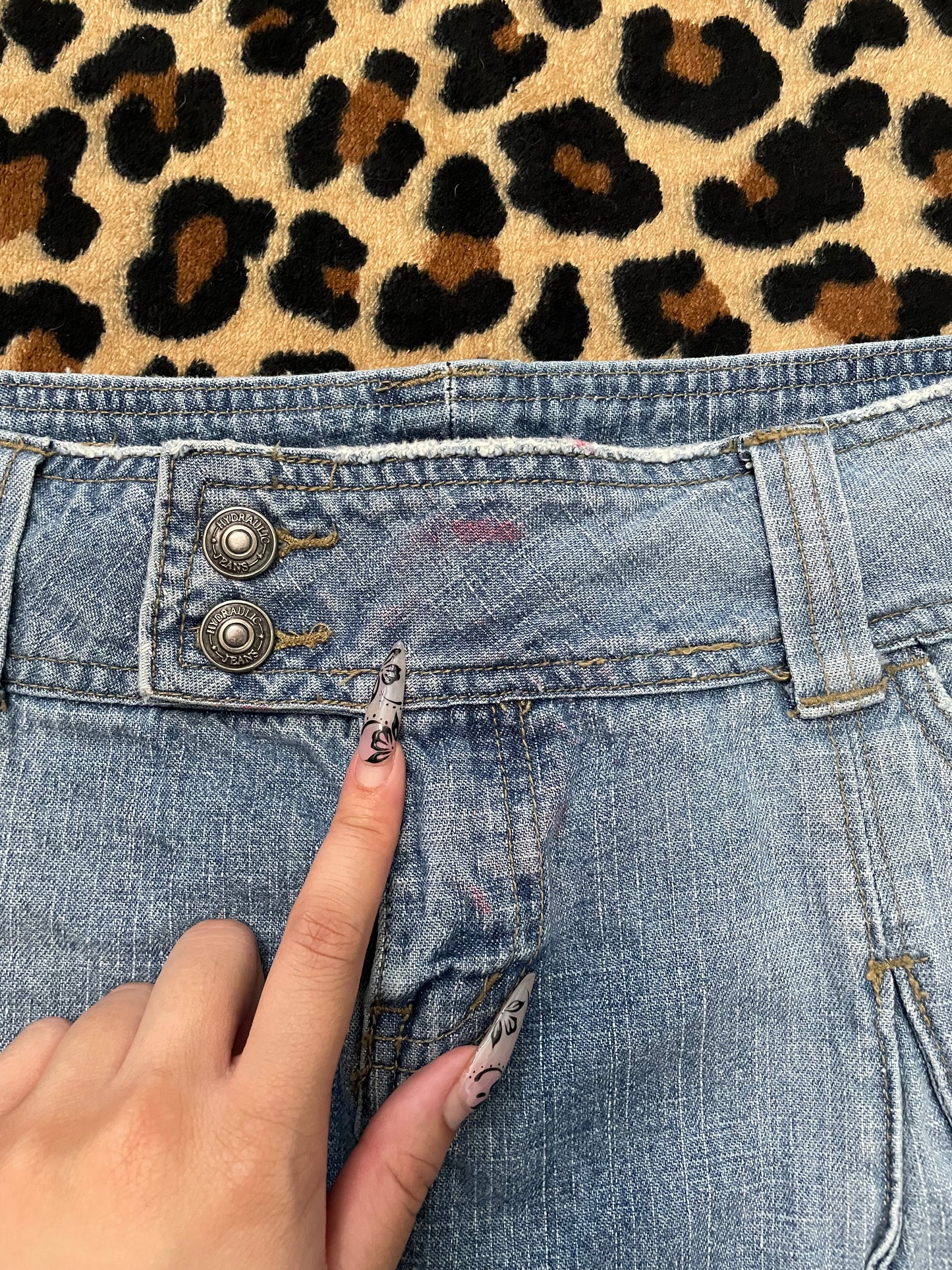 hydraulic denim mini skirt