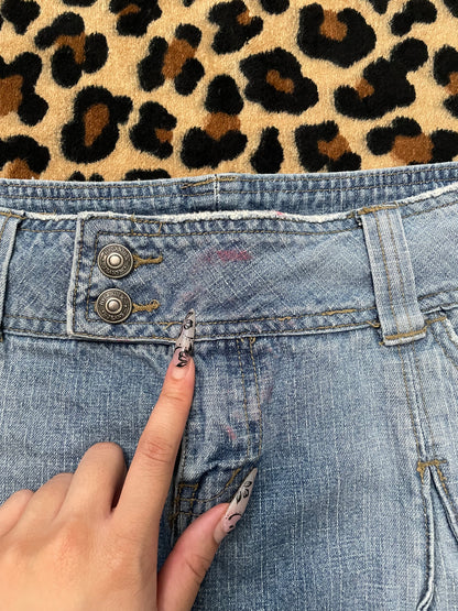 hydraulic denim mini skirt