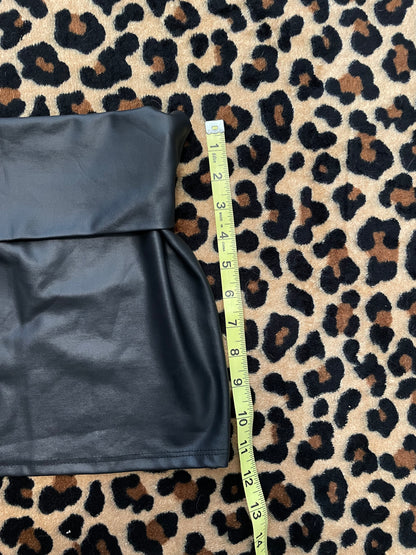 faux leather foldover mini skirt