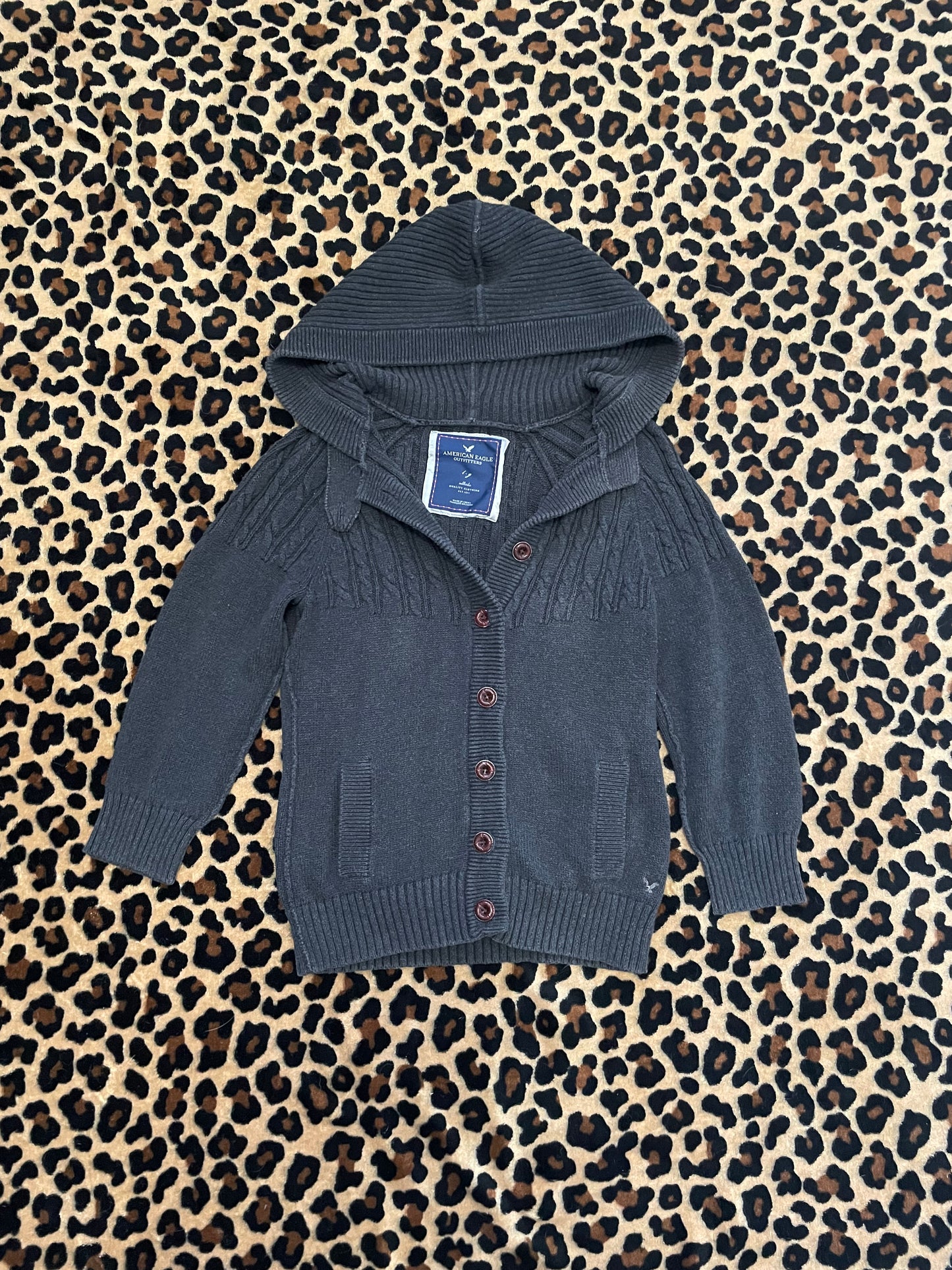 american eagle knit hooded cardigan