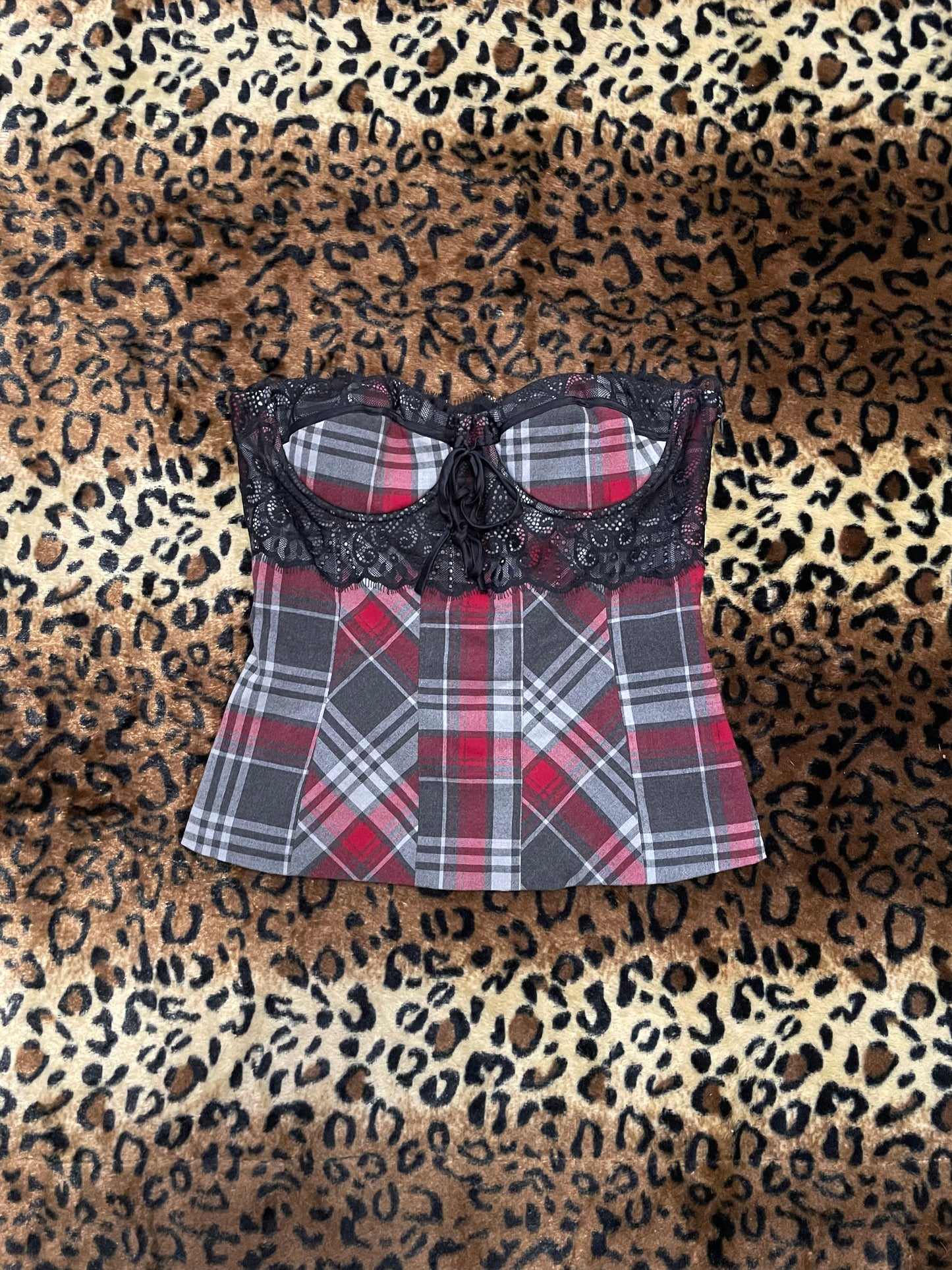 arden b. plaid lace corset top