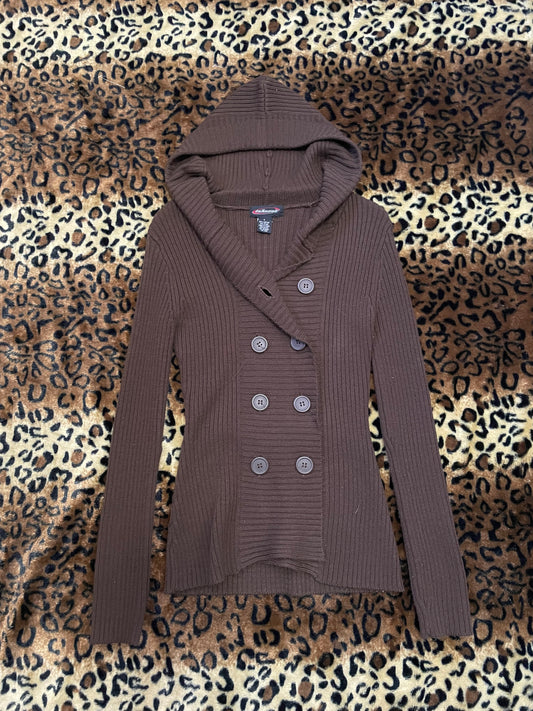 button up hooded cardigan