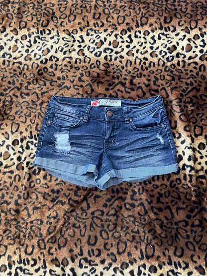 studded denim lowrise mini shorts