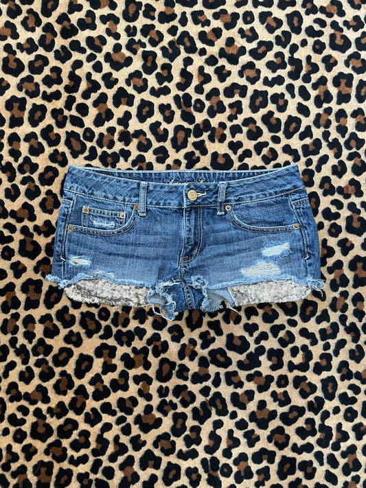 american eagle lowrise mini shorts w/ sequins pockets