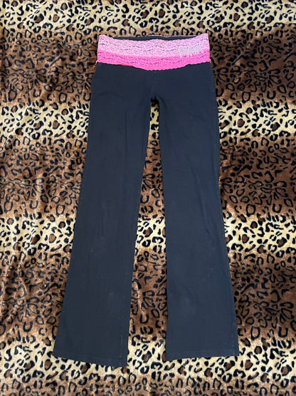 VS Pink lace lowrise flare leggings