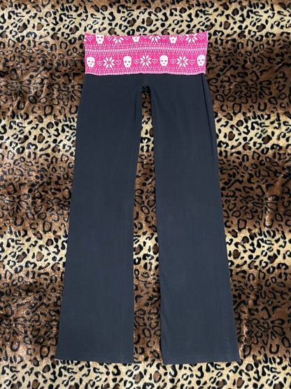 VS Pink skull foldover lowrise flare leggings