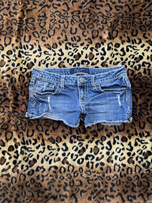 denim lowrise mini shorts