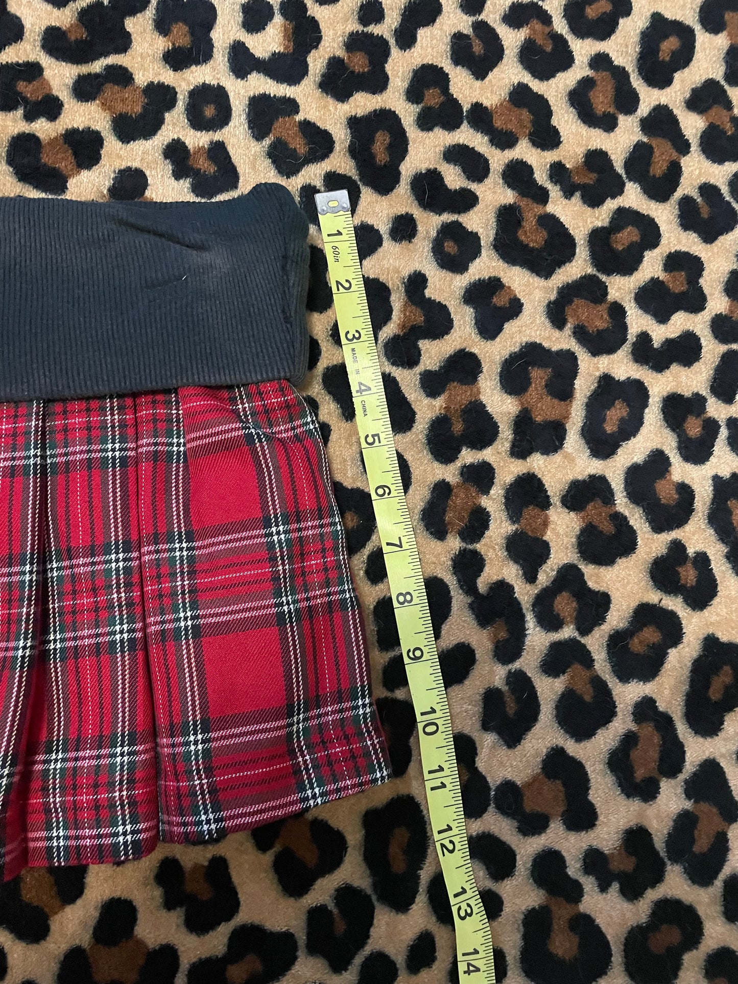 foldover plated plaid mini skirt