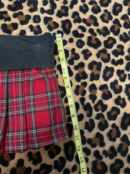 foldover plated plaid mini skirt