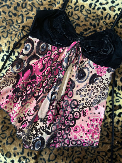 heart & soul babydoll velour asymmetrical mesh tank