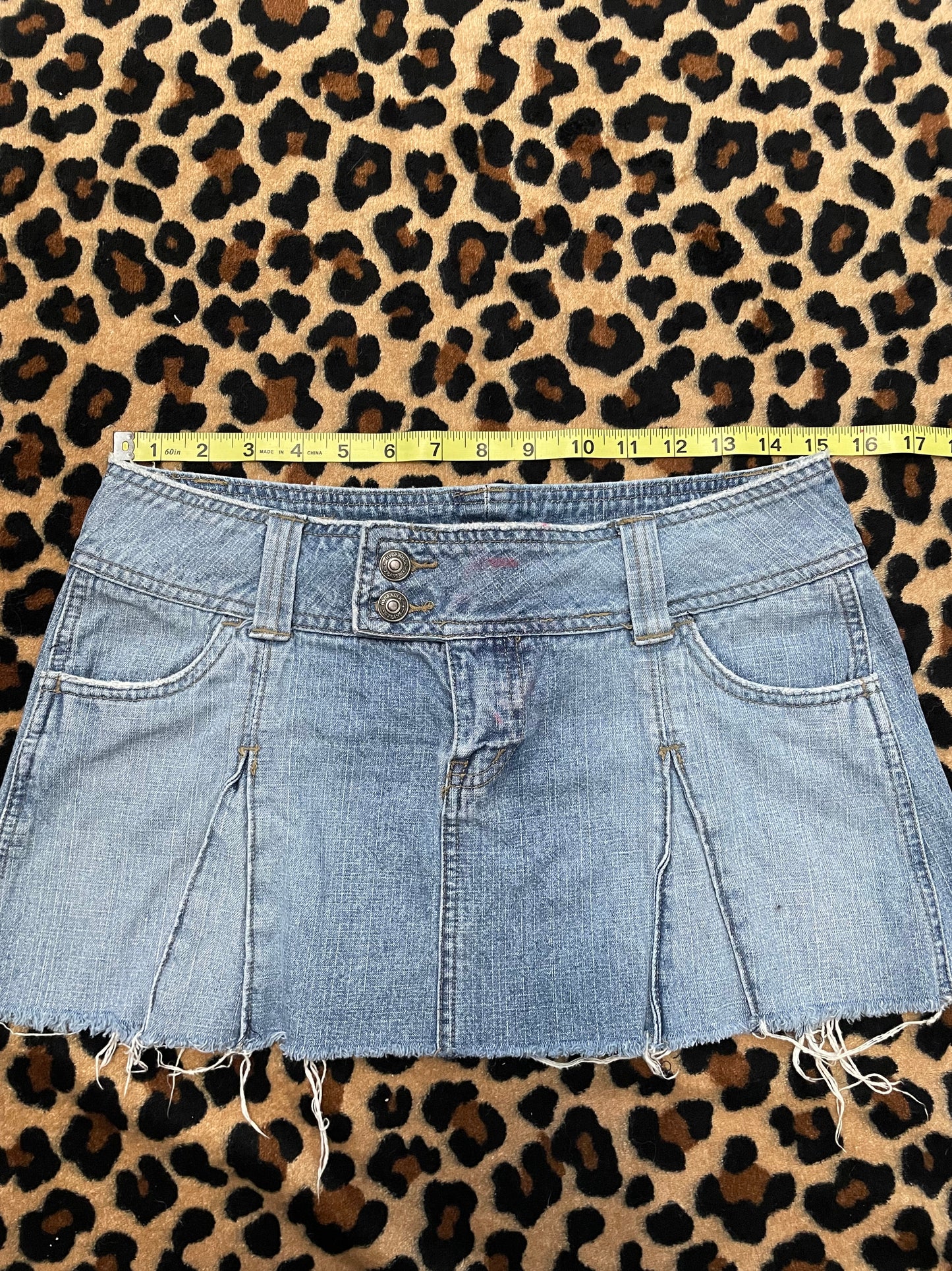 hydraulic denim mini skirt
