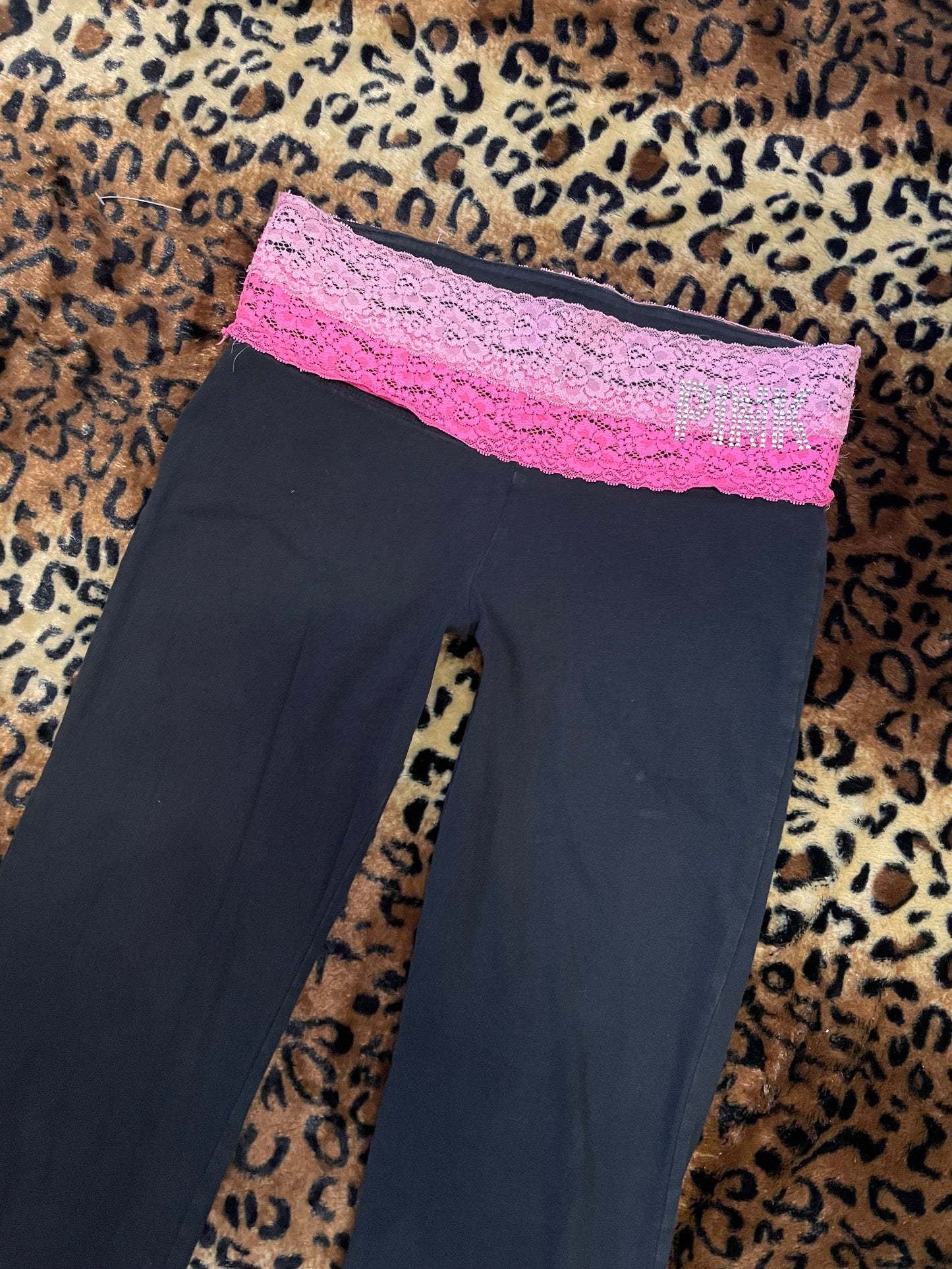 VS Pink lace lowrise flare leggings