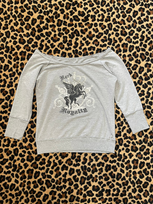 self esteem rock off the shoulder sweater