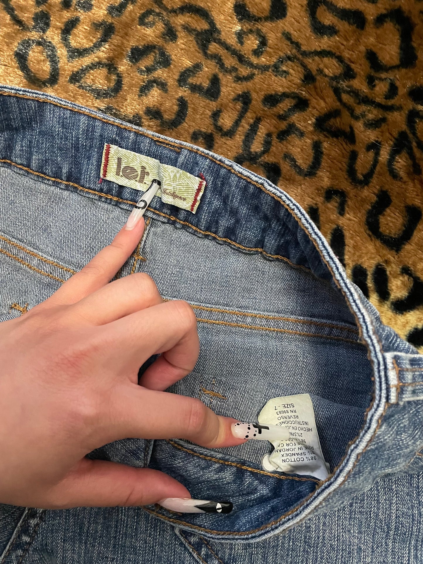 LEI embroidered denim mini shorts