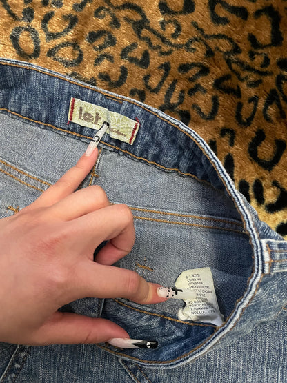 LEI embroidered denim mini shorts