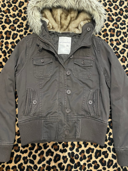 aeropostale fitted fur botton up jacket