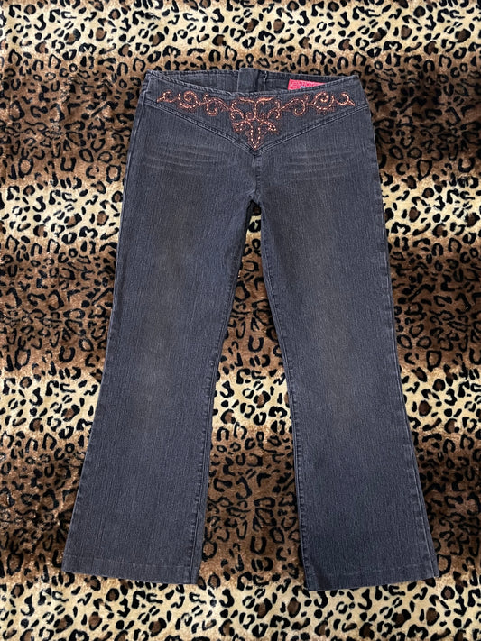 hot kiss lowrise embroidered flare jeans