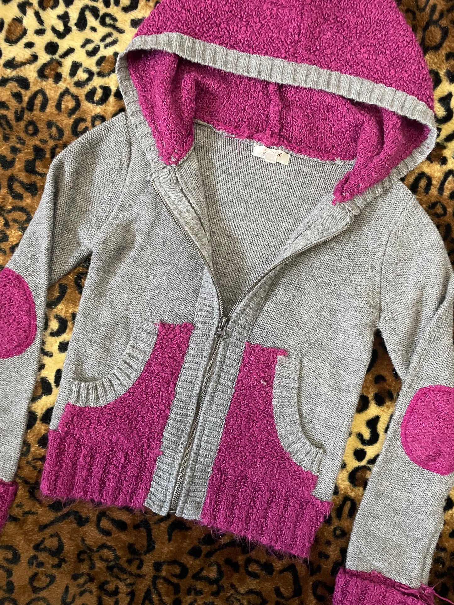 vintage knit cropped zip up