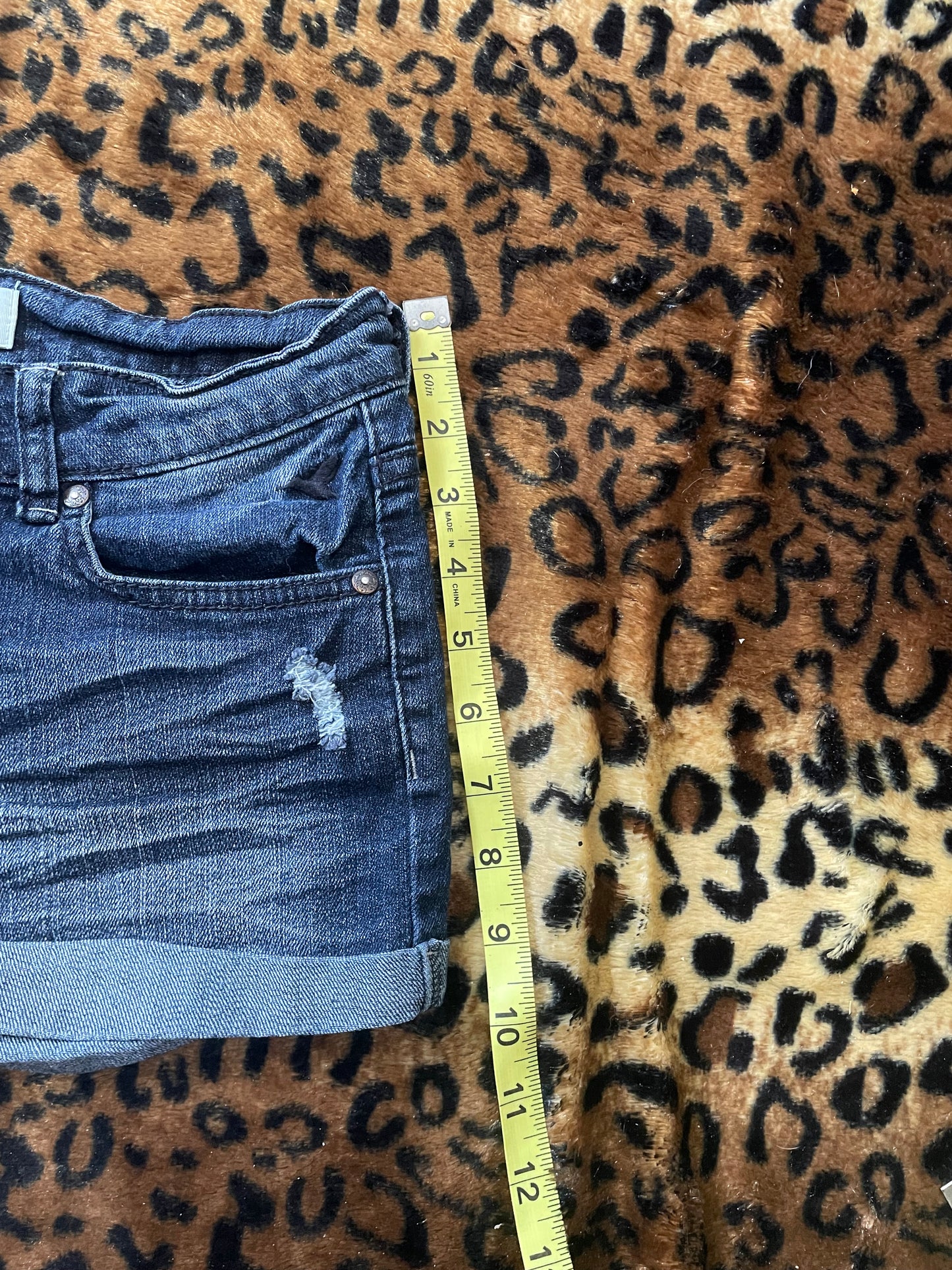 studded denim lowrise mini shorts
