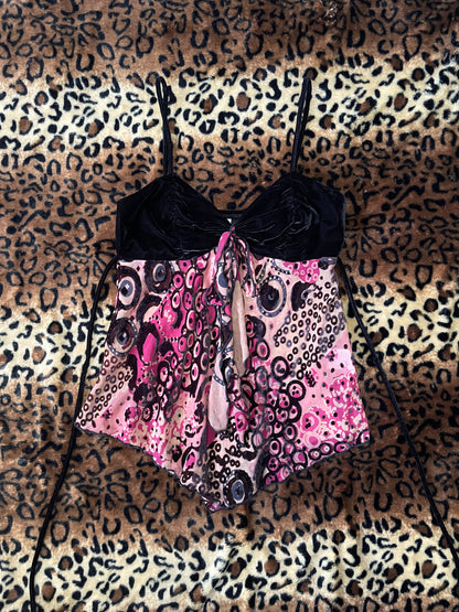 heart & soul babydoll velour asymmetrical mesh tank