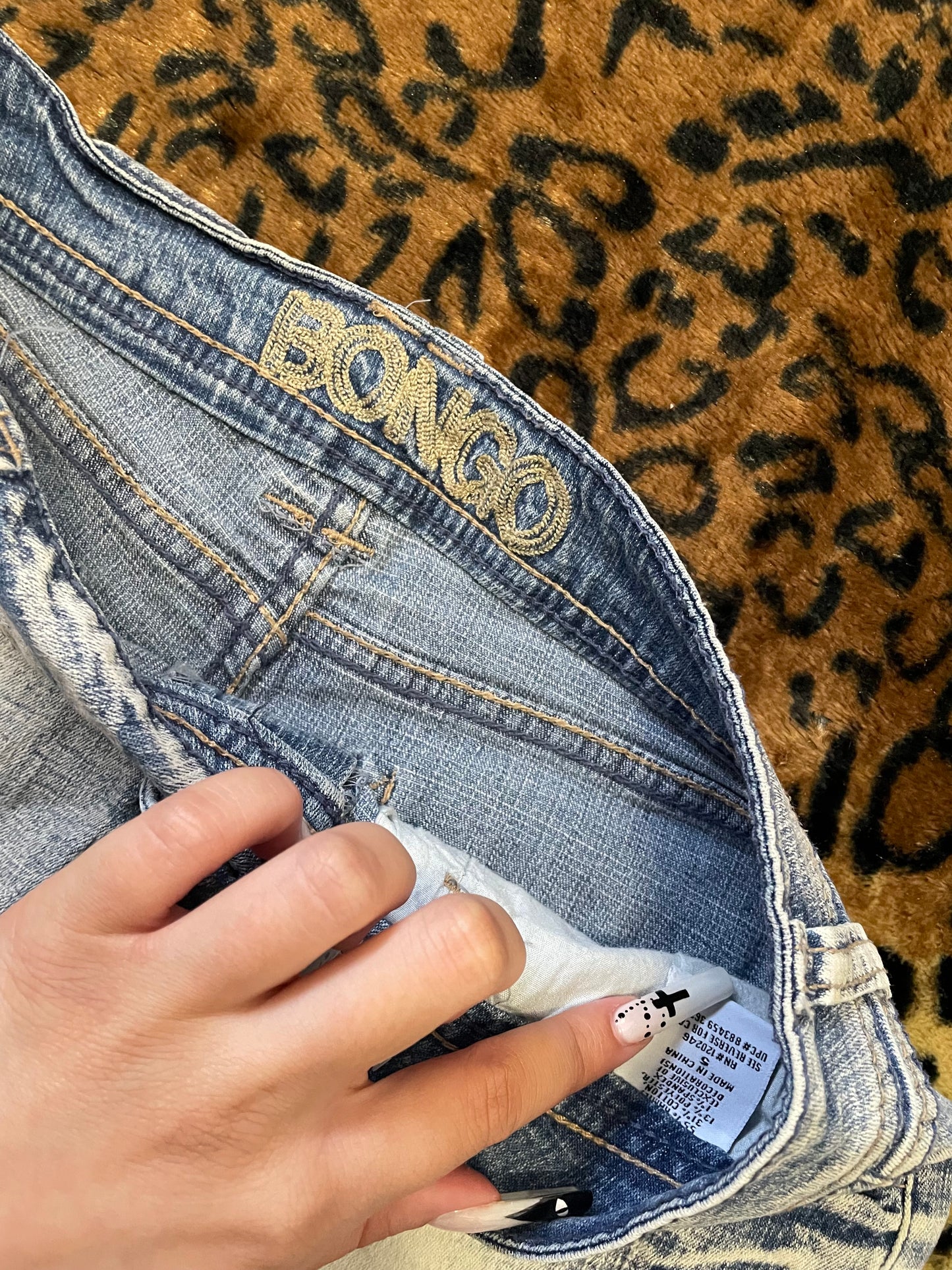 bongo light washed denim mini shorts