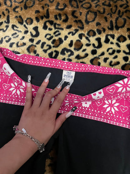 VS Pink skull foldover lowrise flare leggings