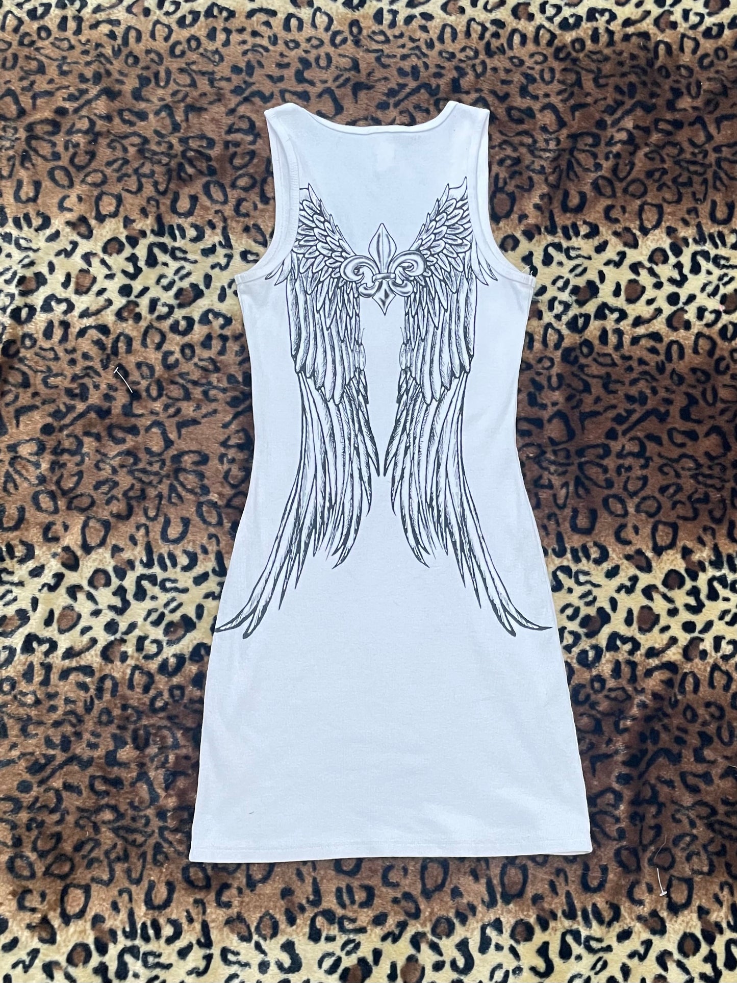 bedazzled angel wing mini dress