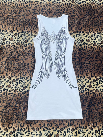 bedazzled angel wing mini dress