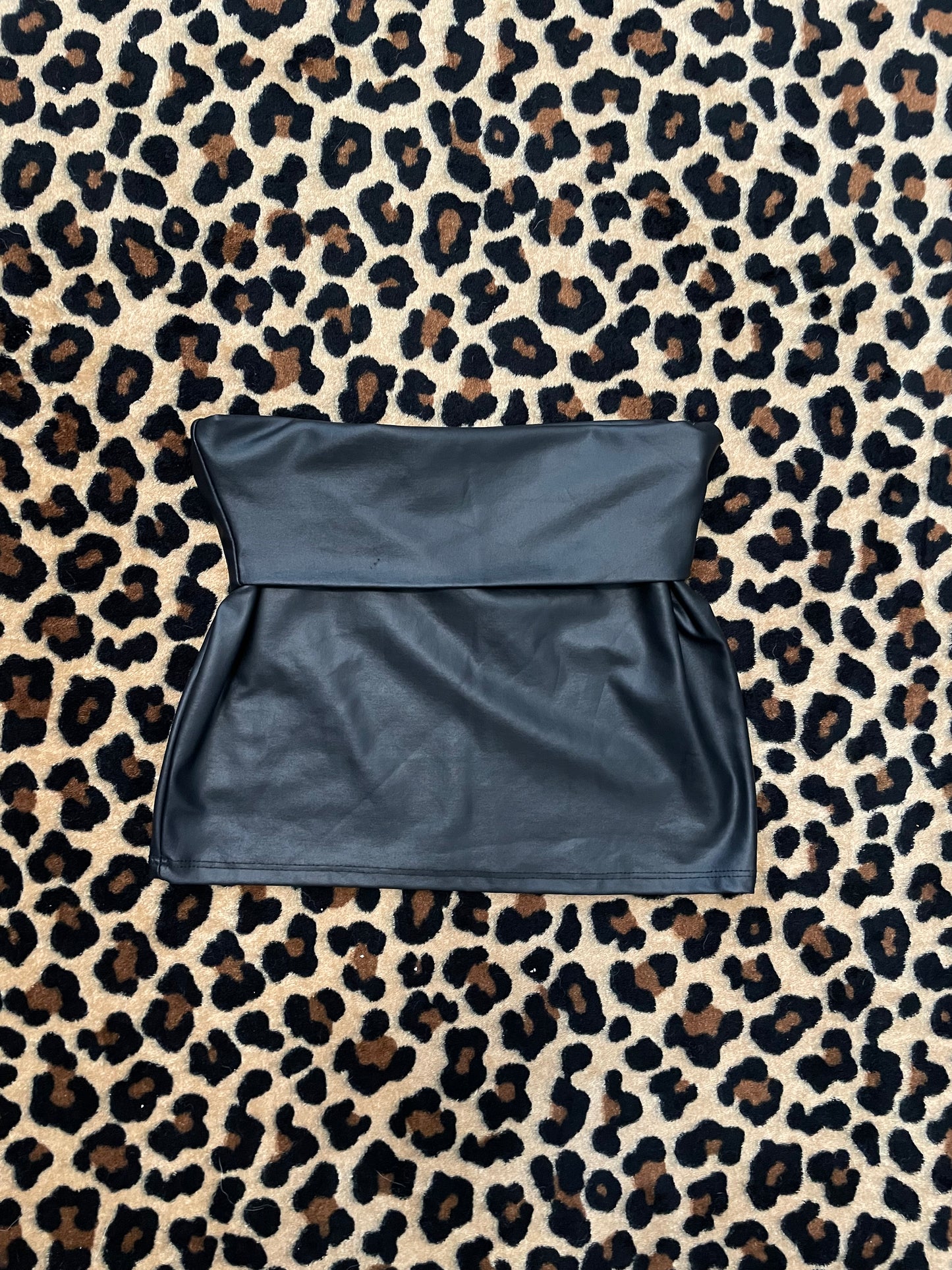 faux leather foldover mini skirt
