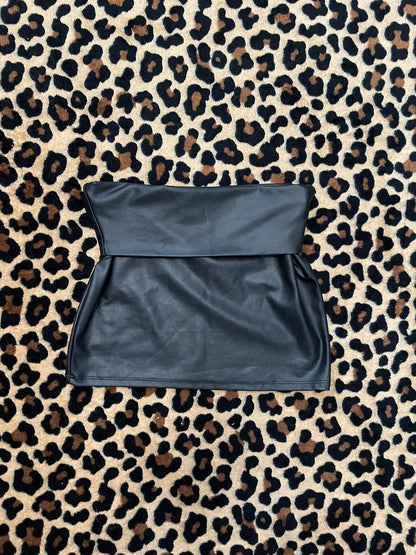 faux leather foldover mini skirt