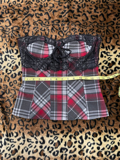 arden b. plaid lace corset top