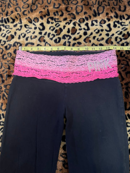 VS Pink lace lowrise flare leggings