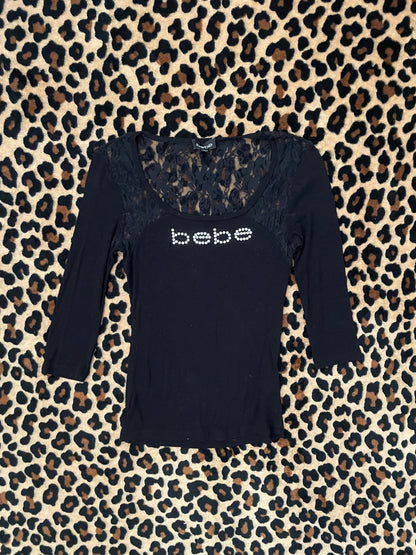 bebe lace quarter sleeve