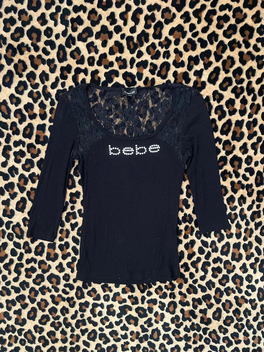 bebe lace quarter sleeve