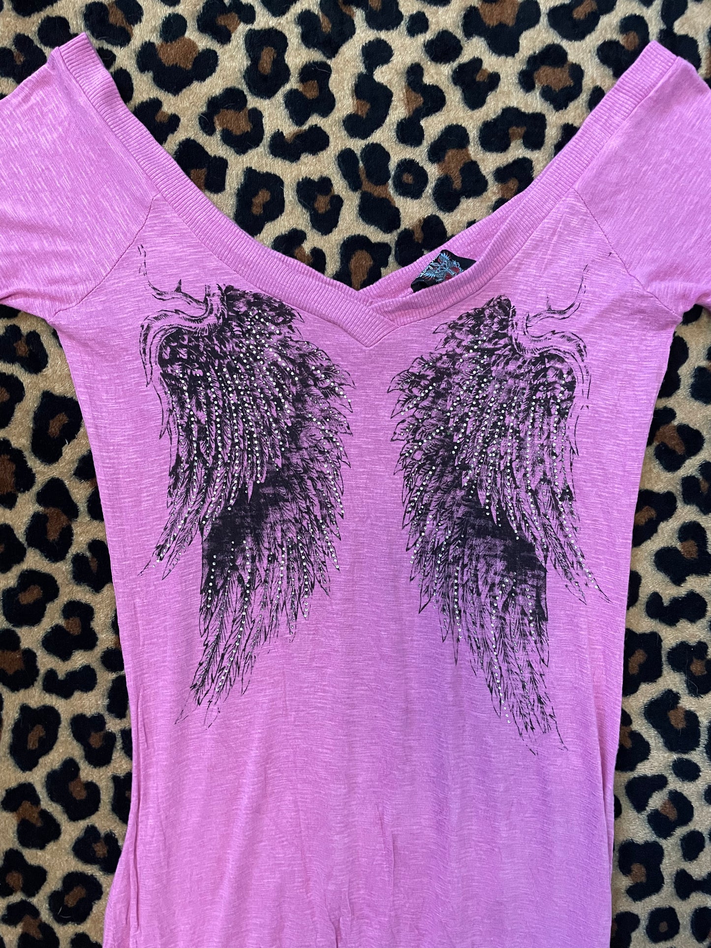 bedazzled angel wing tee