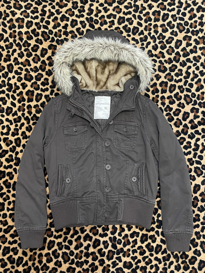 aeropostale fitted fur botton up jacket